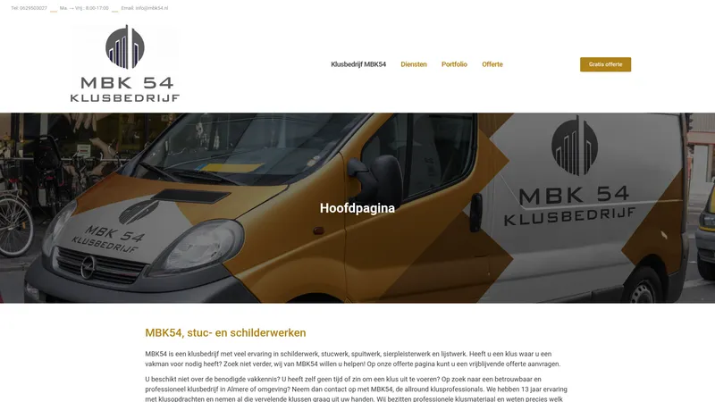 Website van MBK54 Klussenbedrijf