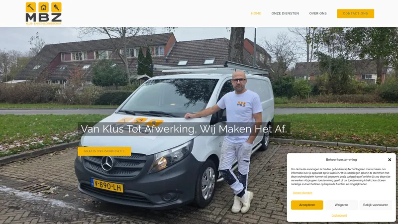 Website van MBZ klus-en schilderbedrijf