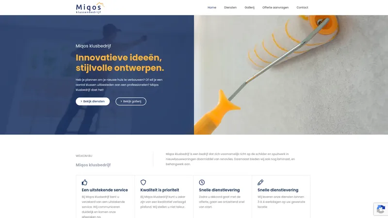 Website van Miqos klussenbedrijf