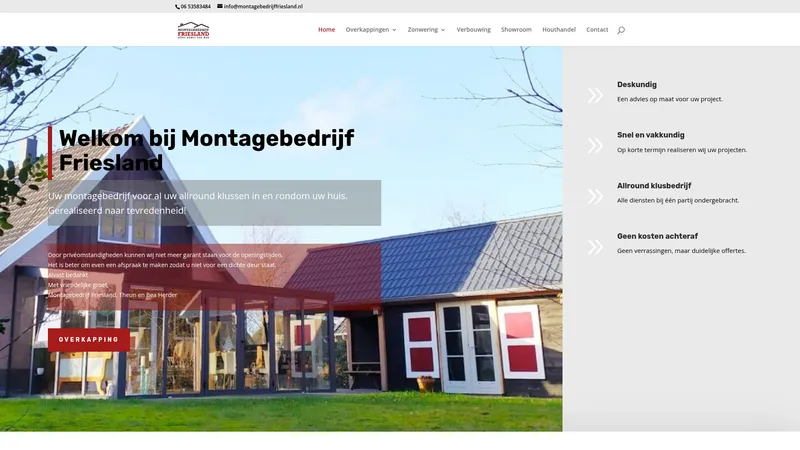 Website van Montagebedrijf Friesland