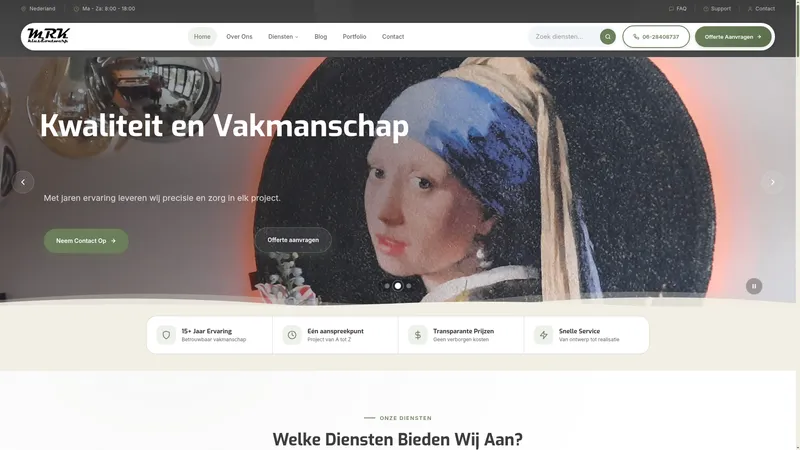 Website van MRK Klus en Ontwerp