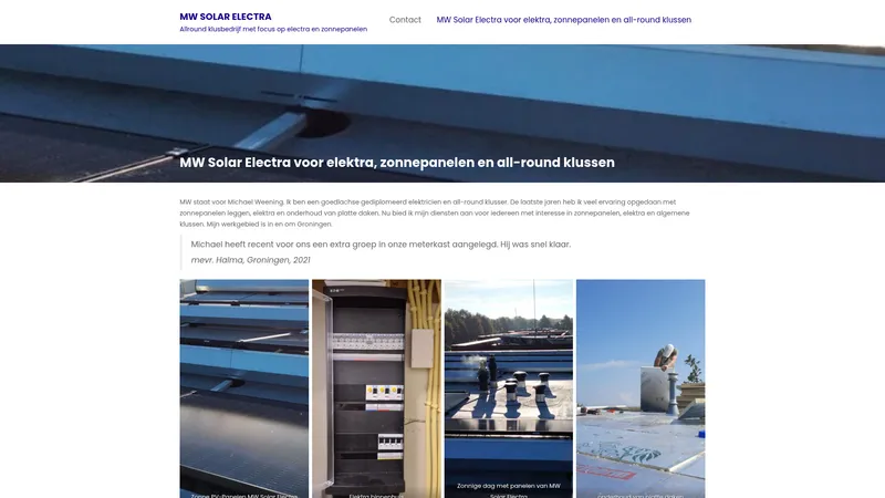 Website van MW Solar Electra
