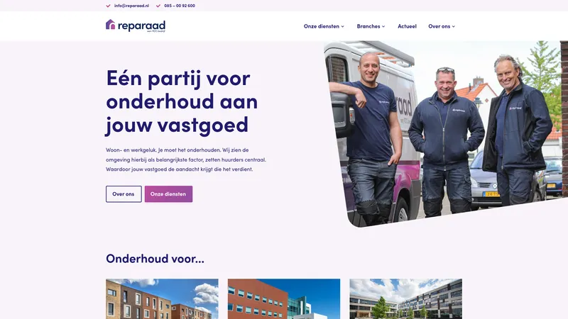 Website van Reparaad vastgoedonderhoud Leeuwarden