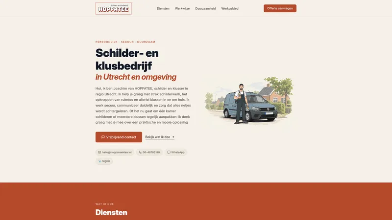 Website van Schilder- en klusbedrijf HOPPATEE