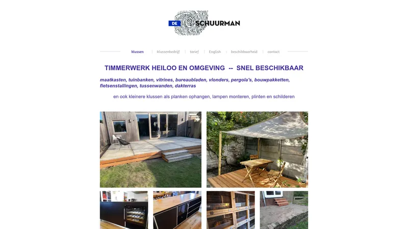 Website van Timmer- en Klusbedrijf DeSchuurman, dé schuurman