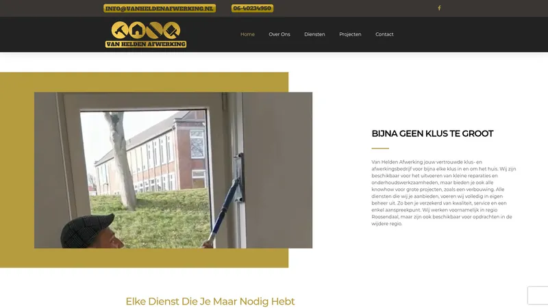Website van Van Helden Afwerking