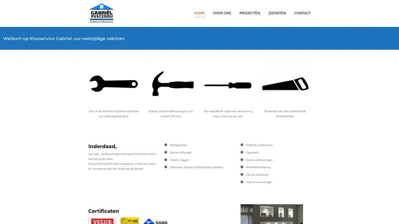 Website van Verbouw&Klusservice Gabriël Pusceddu