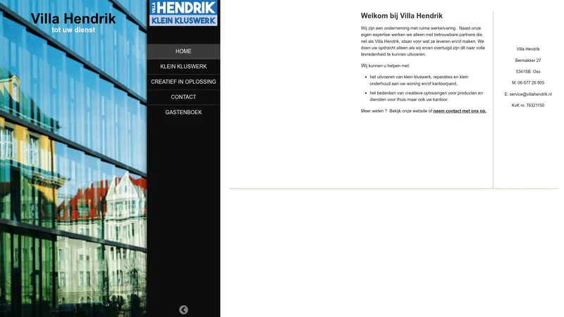 Website van Villa Hendrik
