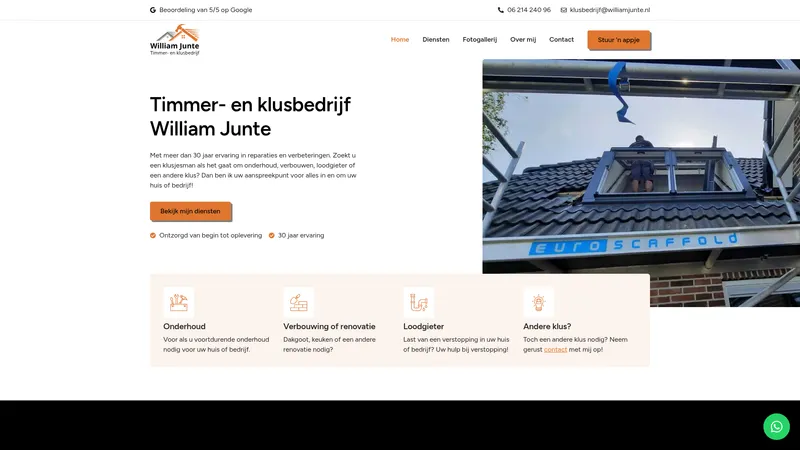 Website van William Junte Timmer-Klusbedrijf