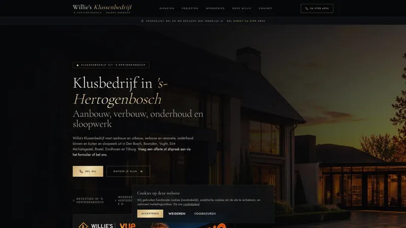 Website van Willie's Klussenbedrijf